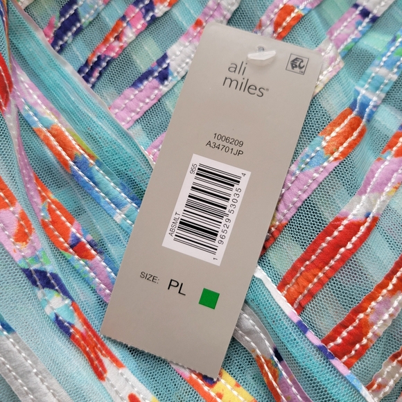 Ali Miles Size PL Sheer Mesh Front Zip Jacket Abstract Multi Color Design - Picture 12 of 12